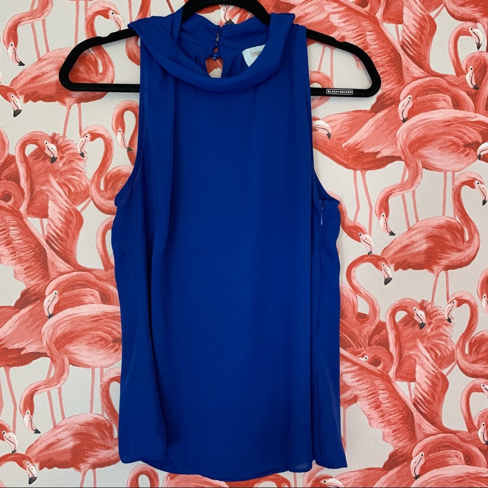 Laundry by Shelli Segal Blue Sleeveless Top Size Medium